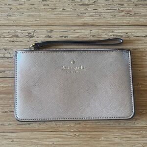 Kate Spade rose gold, pink Metallic Wristlet
